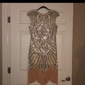 Ivory sequins and fringe dress